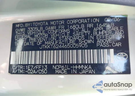 2006 Scion Xa z USA, uszkodzony, nr VIN JTKKT624465005905